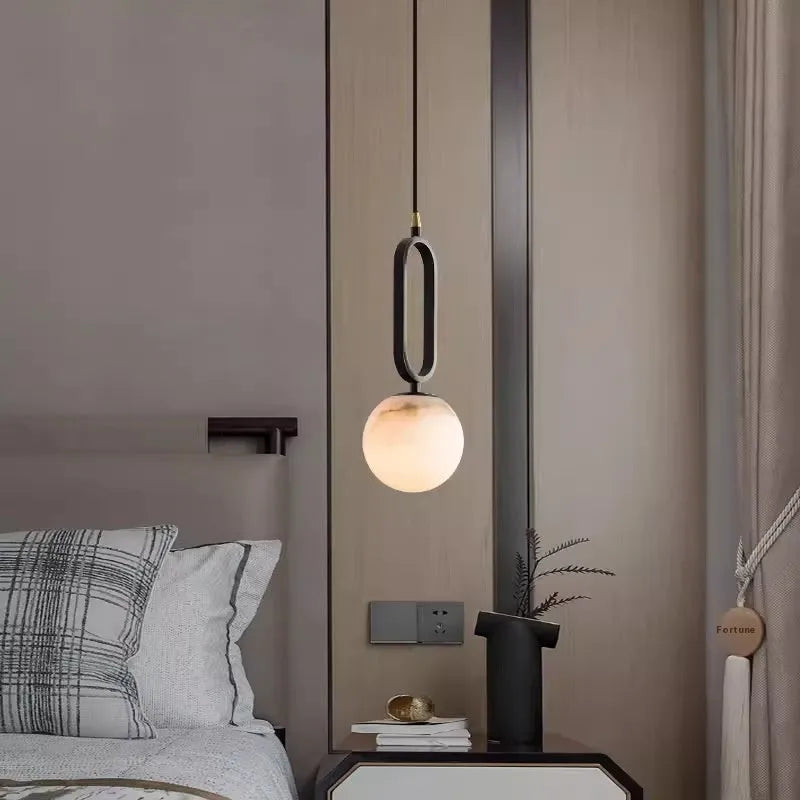 Nordic Creative Living Room Wall Light Bulb Marble Shade Copper Lamp 220V 12cm 15cm Indoor Wall Sconce for Living Room Bedroom Hallway in Black or Natural Copper