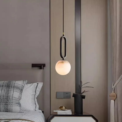 Nordic Creative Living Room Wall Light Bulb Marble Shade Copper Lamp 220V 12cm 15cm Indoor Wall Sconce for Living Room Bedroom Hallway in Black or Natural Copper