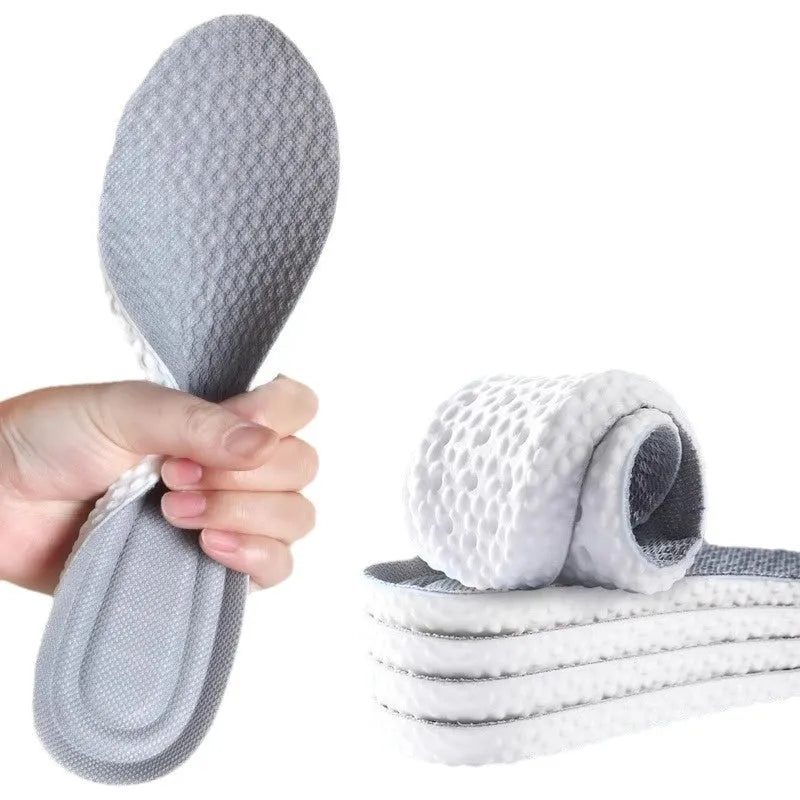 Breathable deodorant sports insoles in grey, black, or orange with high elastic PU construction and cut-to-fit sizing