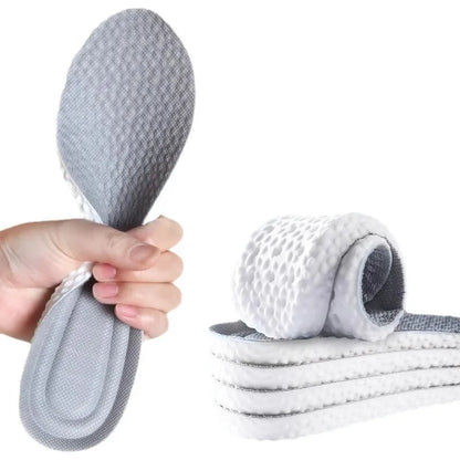 Breathable deodorant sports insoles in grey, black, or orange with high elastic PU construction and cut-to-fit sizing
