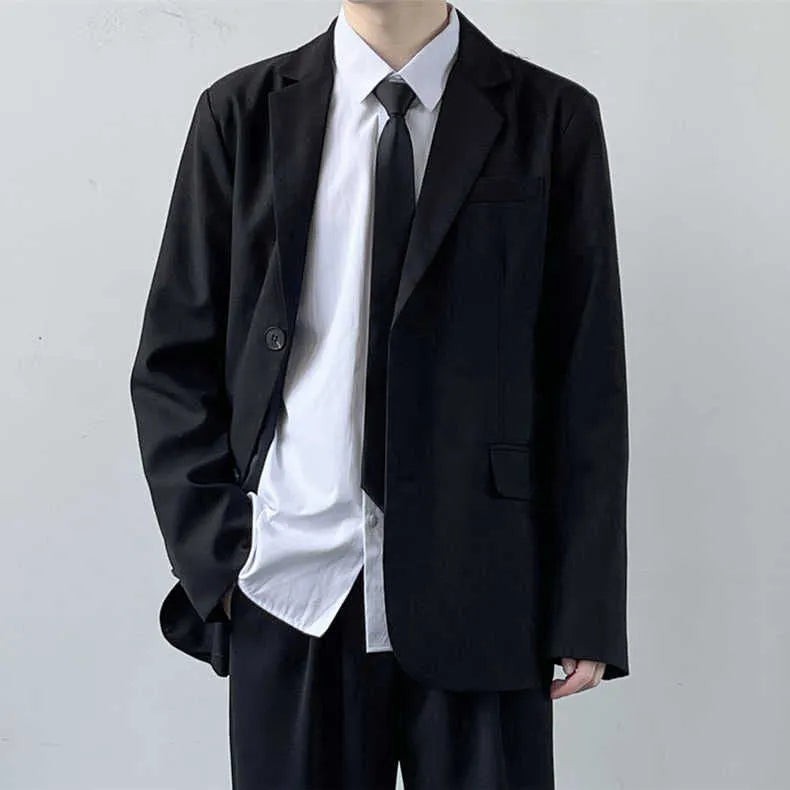 Plus size men's three-piece suit set with jacket, trousers, white shirt and tie