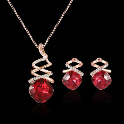 Bridal jewellery set with water wave chain necklace adjustable 51-80cm and matching earrings