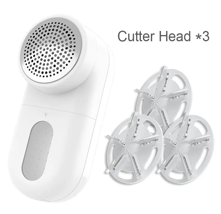 White rechargeable bulb remover tool with plastic case, 145x62x65mm, shown with cutter head options.