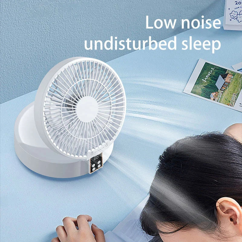 Rechargeable portable folding fan with USB charging, adjustable 3-speed airflow, and integrated night light for customized cooling and ambient lighting