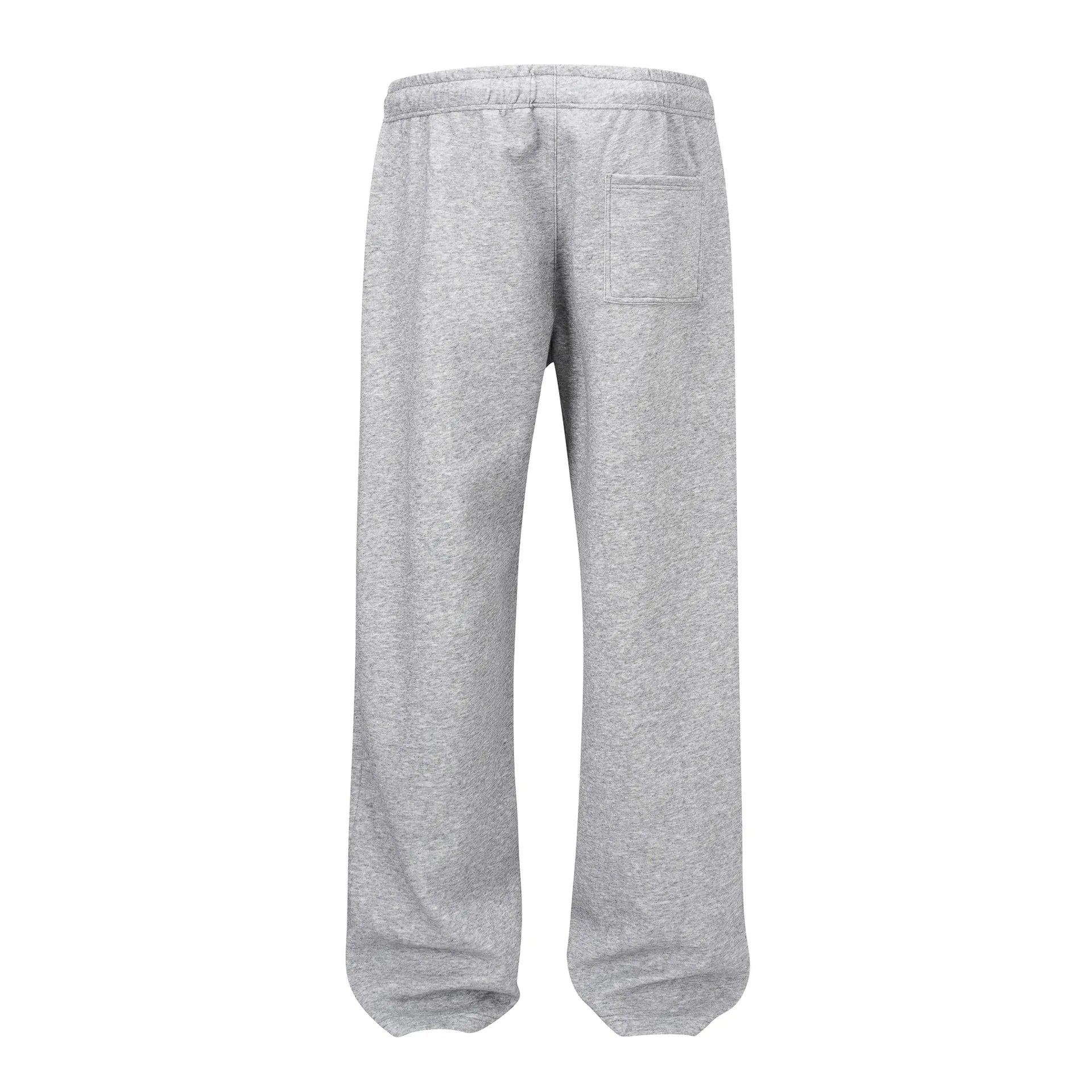 Men's solid colour cotton straight-leg loose casual trousers in grey and black.