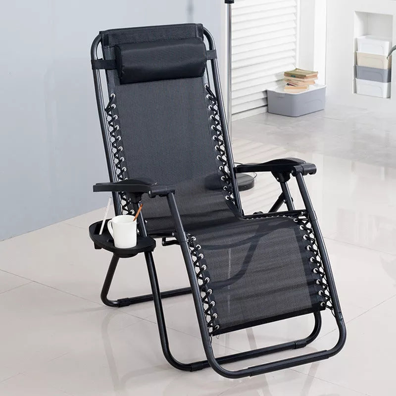 Nap Deck Chair Office with black metal frame and Teslin woven seat