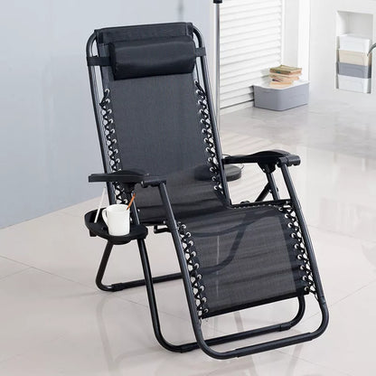 Nap Deck Chair Office with black metal frame and Teslin woven seat