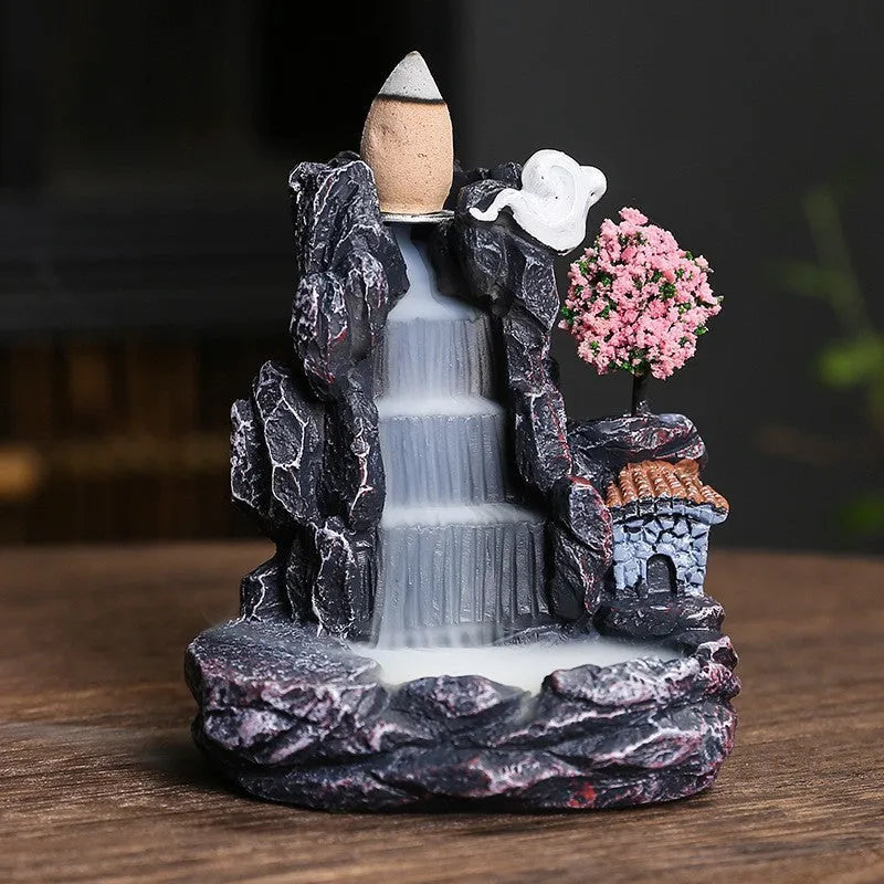 Ceramic incense burner ornament with backflow sandal design in modern style