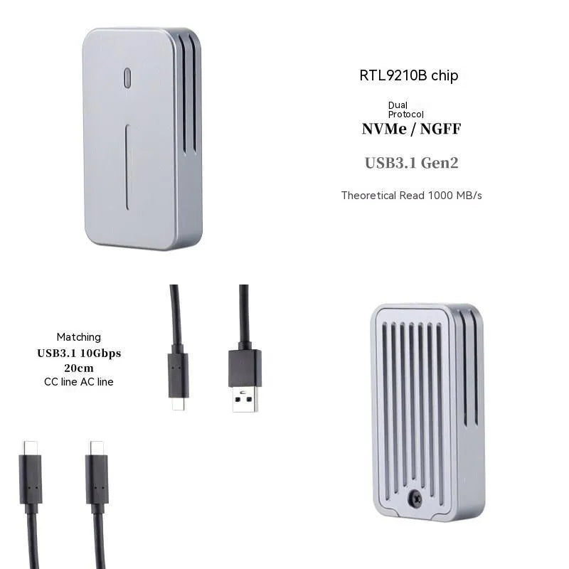 Aluminium M.2 SSD enclosure with USB-C connector for external storage expansion