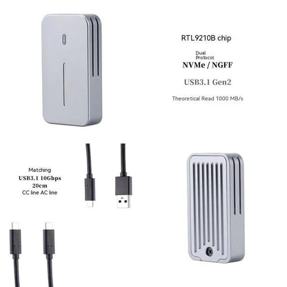 Aluminium M.2 SSD enclosure with USB-C connector for external storage expansion