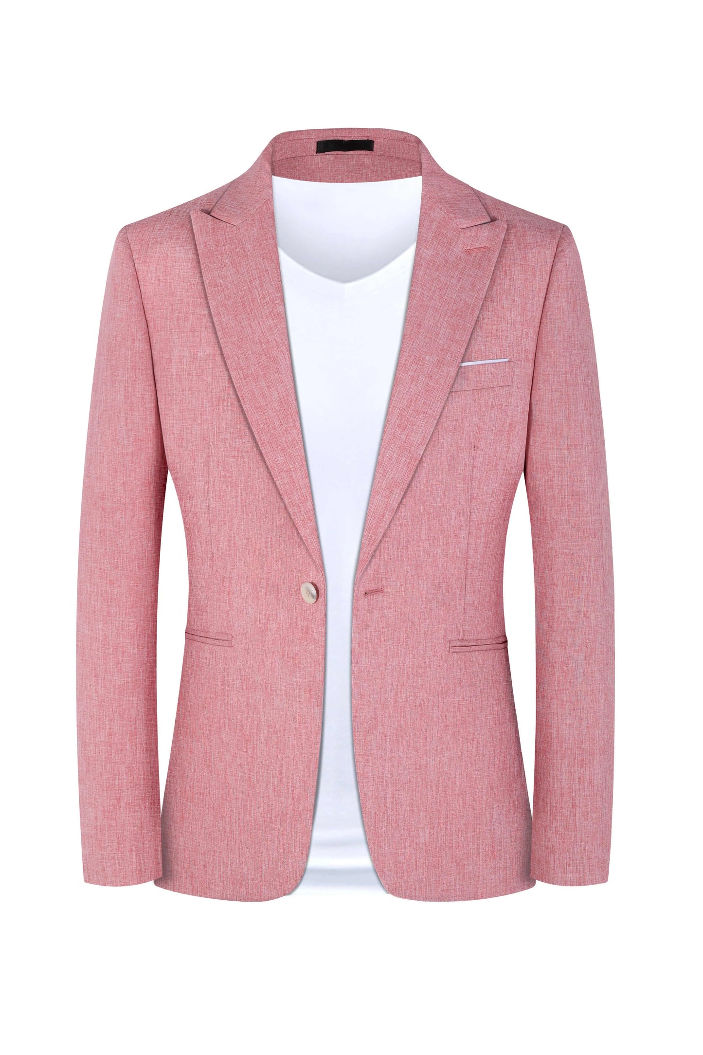 Men's light blue Western-style casual suit for spring and summer with detailed sizing measurements