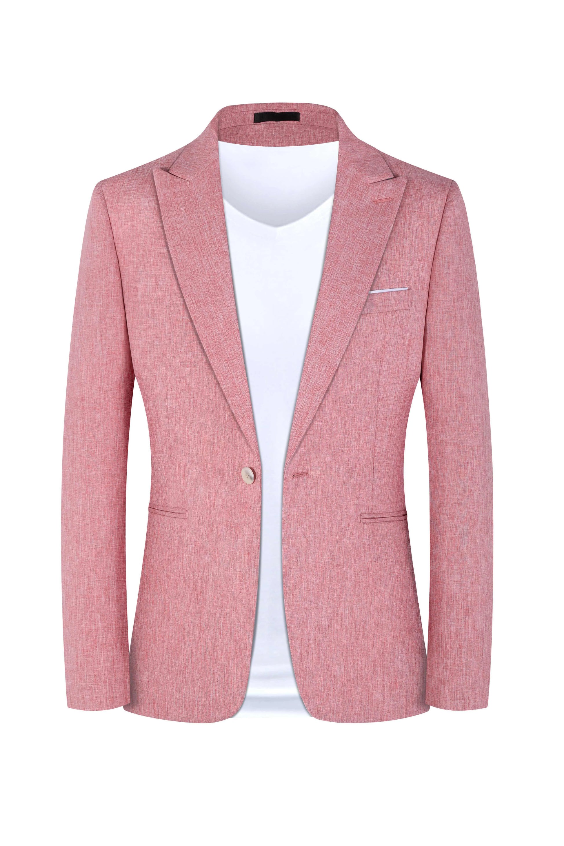 Men's light blue Western-style casual suit for spring and summer with detailed sizing measurements