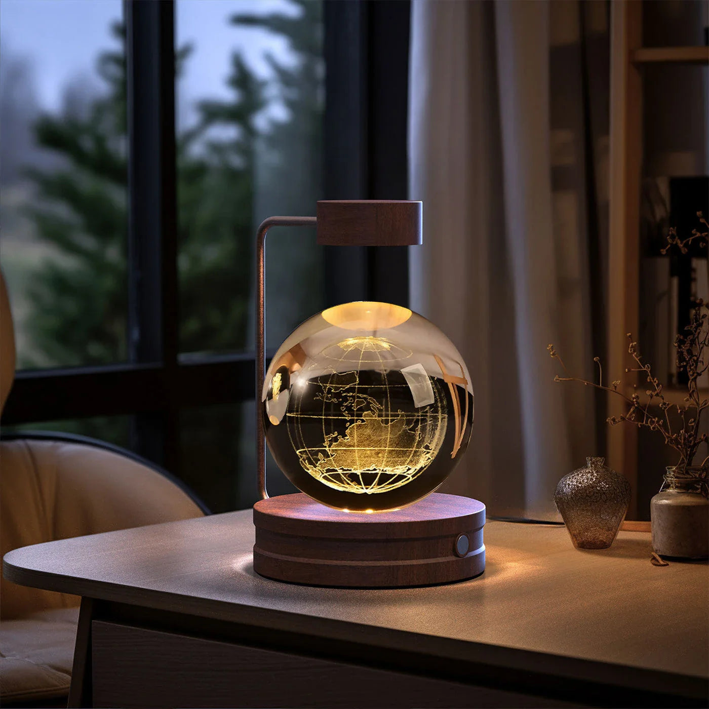 Crystal Ball Cosmic Dinosaur Indoor Night Light with USB Power and Warm Bedside Lighting