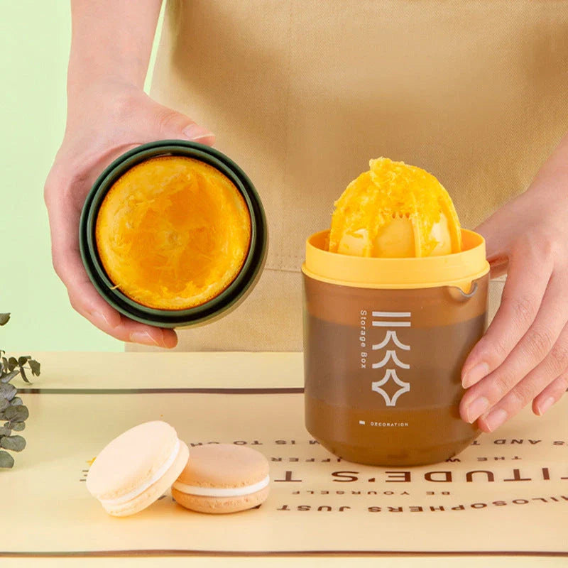 Compact, portable manual citrus juicer for making fresh, homemade lemonade, orange juice, and other citrus-based drinks
