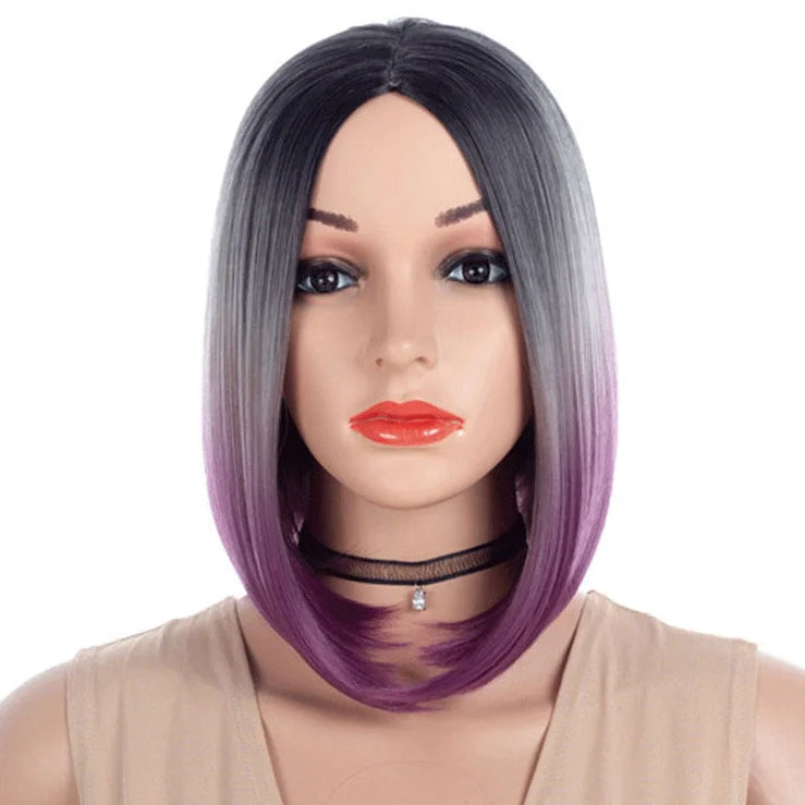 Purple synthetic hair extensions with 25cm length and curled style for temporary colour transformation