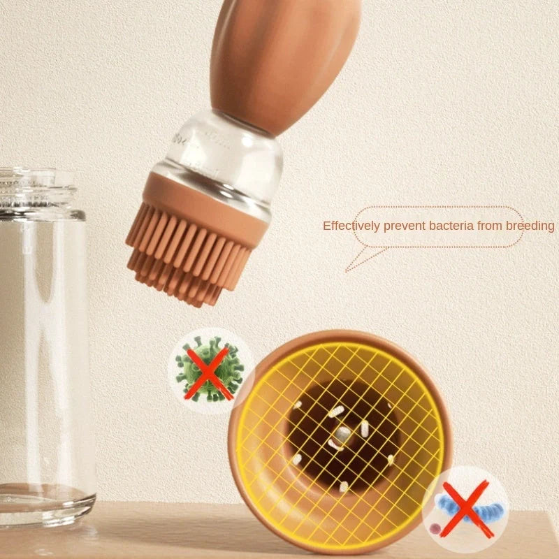 Creative silicone brush head oil bottle in various colors for precise kitchen oil application