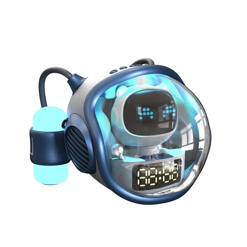 M60 spaceship Bluetooth speaker in white or pink with AI voice conversation and rhythm ambience light