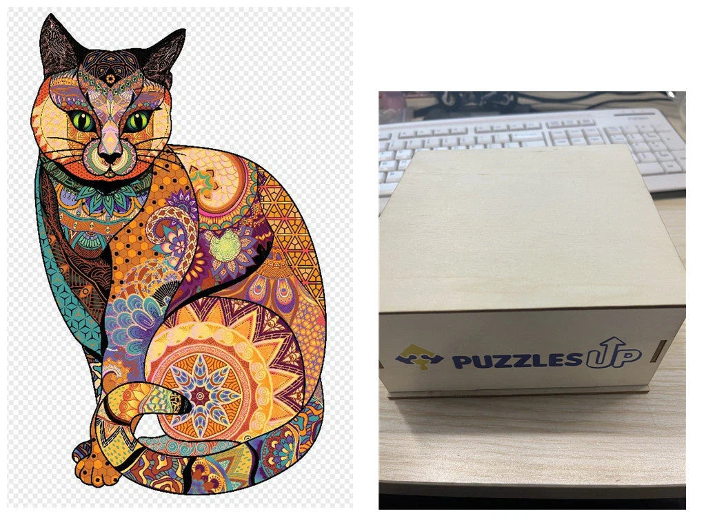 Animal Puzzle Set in A3 size with wooden storage box, vibrant animal designs for educational fun