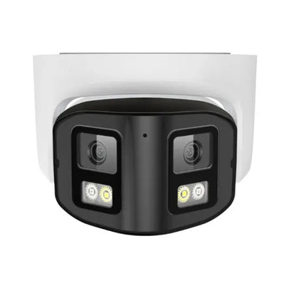 4MP dual-lens IP security camera with panoramic viewing and IP66 waterproof rating