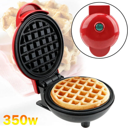 Red electric waffle maker measuring 10cm x 15cm x 20cm with EU plug and non-stick cooking surfaces