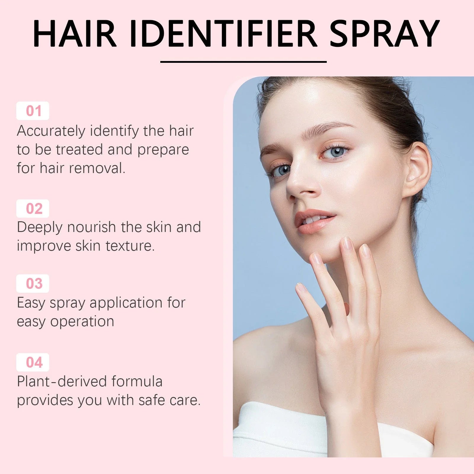 Facial Hair Removal Spray with Botanical Extracts for Smooth, Radiant Skin