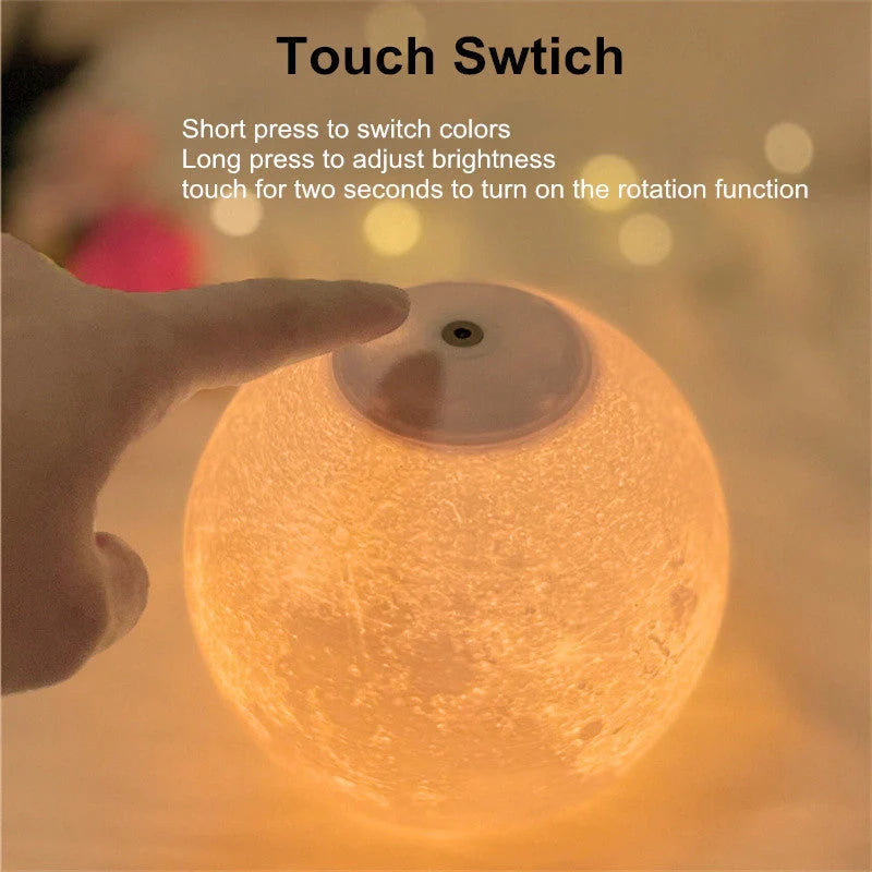 3D Magnetic Floating Levitating Moon Lamp with remote control on oak base