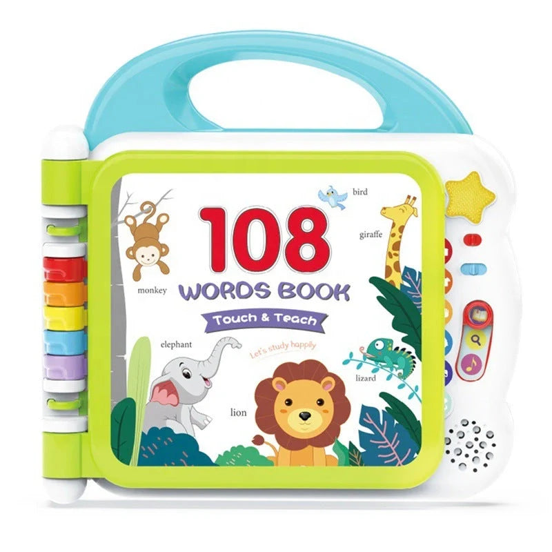 Educational English Kids Intelligent Book Learning Machine with Bluetooth in pink, red, and green