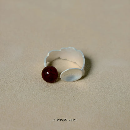 Small silver-tone stewed pork spoon shaped jewellery ring or bracelet with diamond design