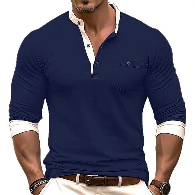 Men's solid colour cotton long sleeve t-shirt showing available colour options