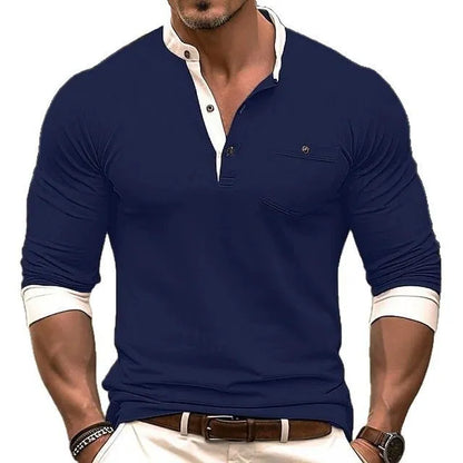 Men's solid colour cotton long sleeve t-shirt showing available colour options