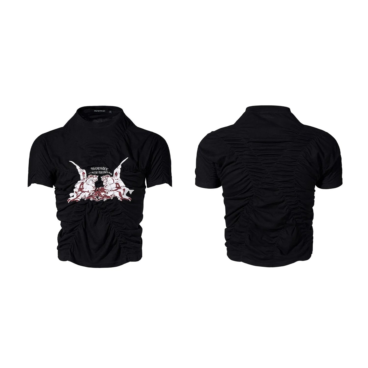 Black men's slim fit T-shirt with short sleeves and round neck collar