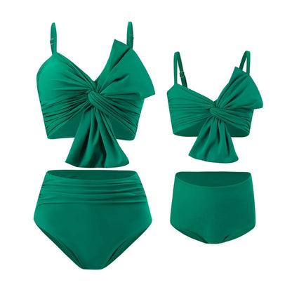 Women's big bow print bikini swim trunks set in nylon fabric available in multiple colours