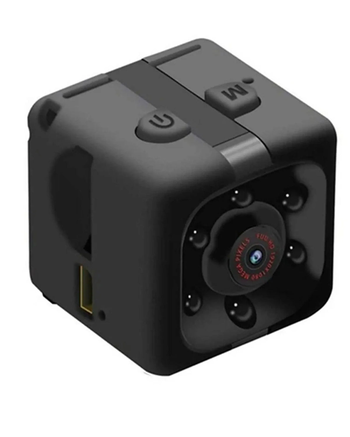 Black 1080P infrared night vision dash cam with USB cable