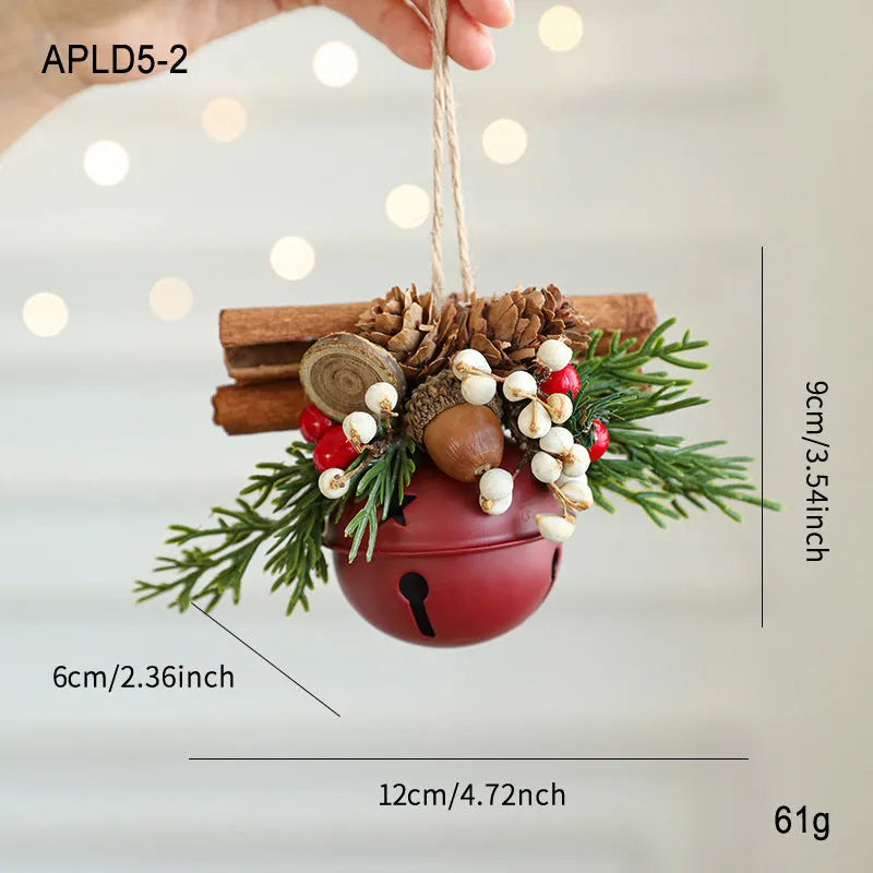 Wrought iron decorative pendant with antlers, pine cone, bowknot, and a small bell in a choice of colours.