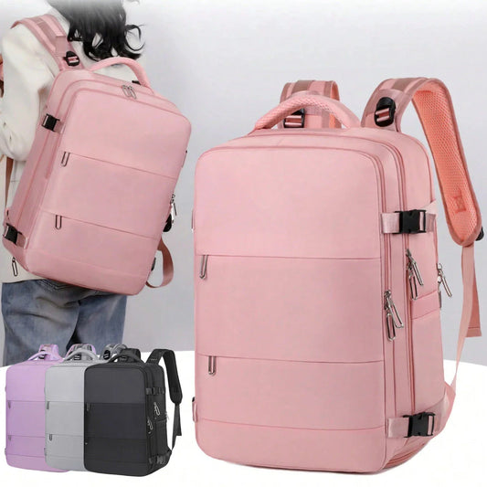 Versatile travel backpack for women with large capacity, waterproof design, and organized interior compartments