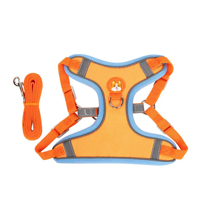 Dog haulage rope package with adjustable vest harness in purple, blue, orange, red, brown, or green