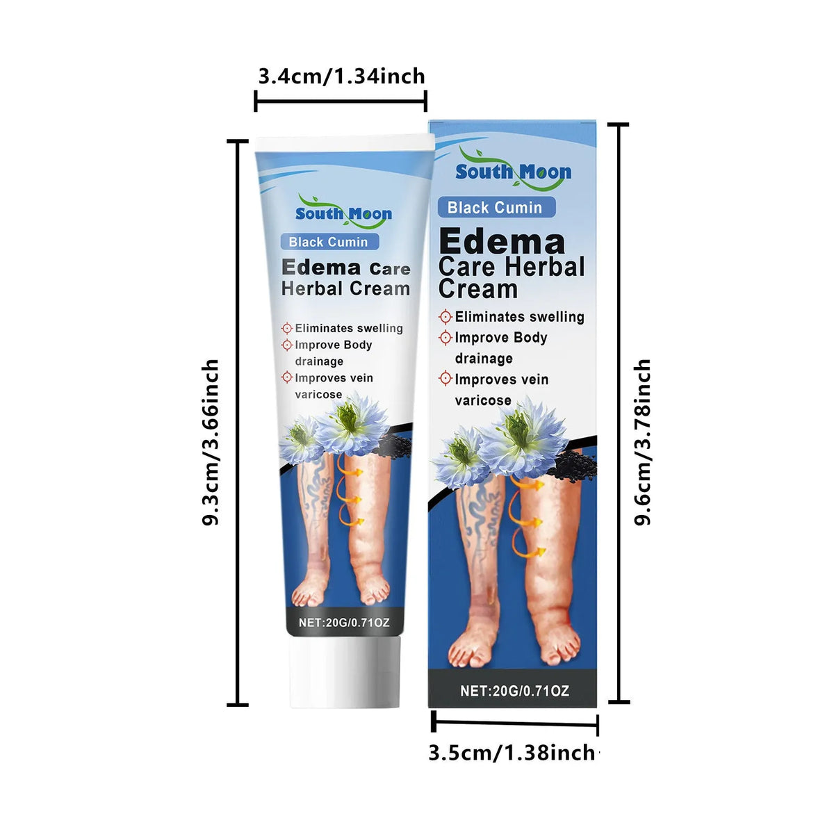 20g white tube of Herbal Gentle Soothing Leg Care Cream with black grass seeds and horse chestnut.