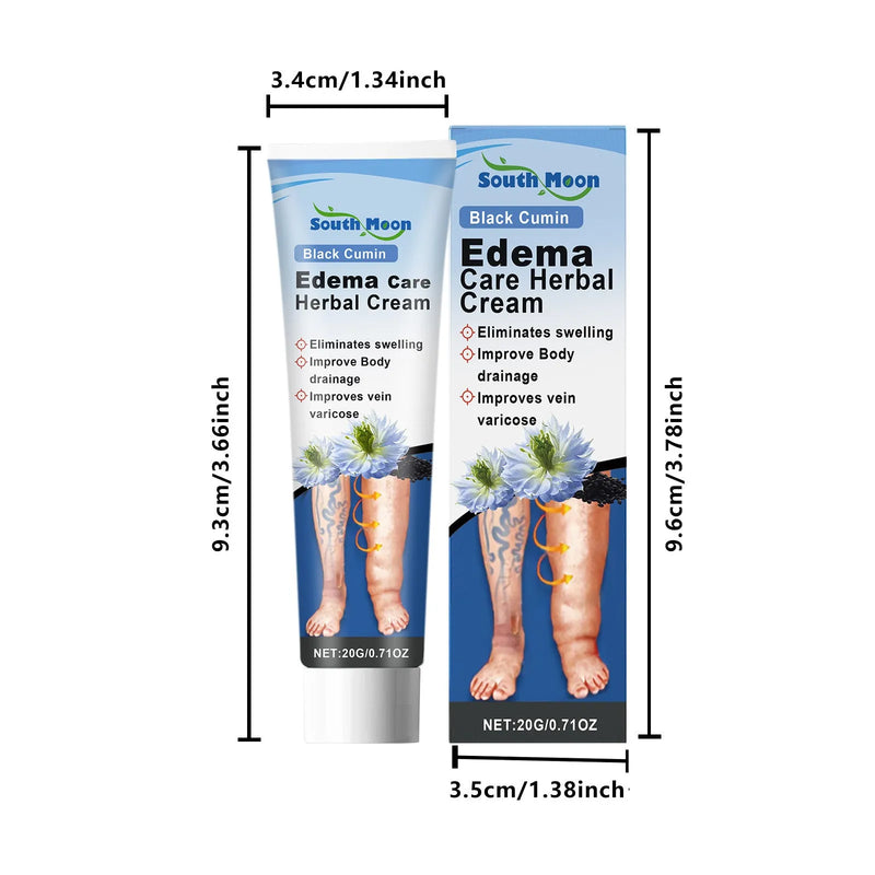 Leg Care Cream with herbal soothing formula containing black grass seeds and horse chestnut extracts, 20g tube with glycerol and allantoin for gentle moisturising skin treatment.