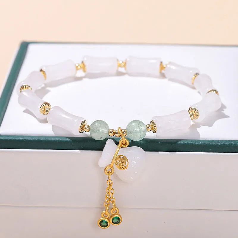 Green natural crystal Chinese-style bracelet for women and girls