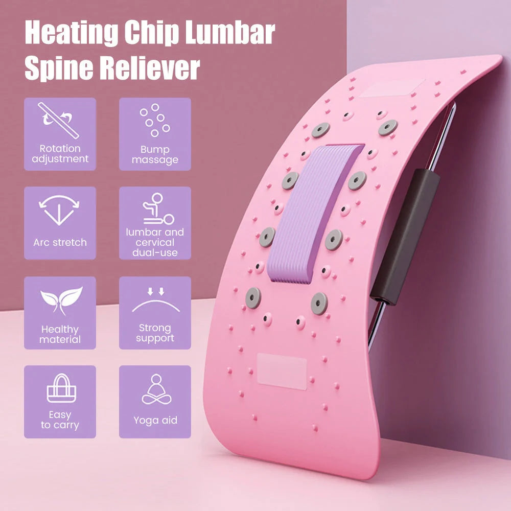 Adjustable Back Cracker Spine Board in pink and green for lumbar and neck support