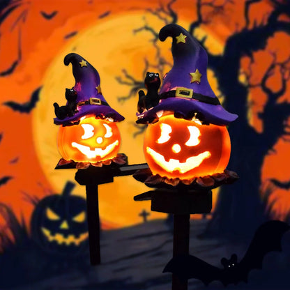 Solar-powered Halloween pumpkin lanterns for garden decoration in six unique designs