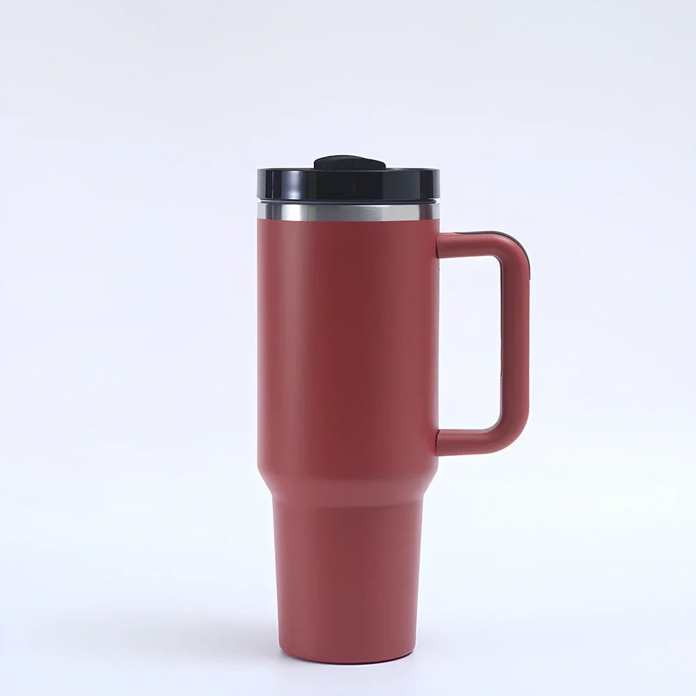 304 stainless steel vacuum cup with double-wall insulation showing 40oz capacity and 26cm height dimensions