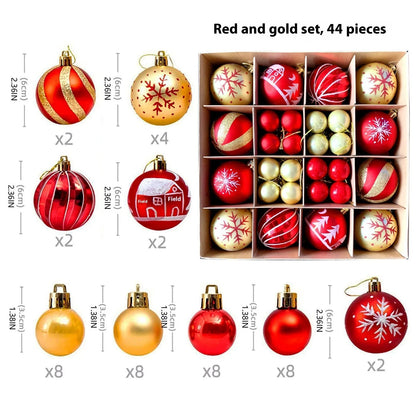 Christmas decoration pendant set with electroplated balls and painted gifts in cowhide presentation box
