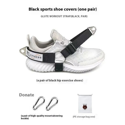 Gantry frame ankle strap with tension buckles for rope access training in black colour