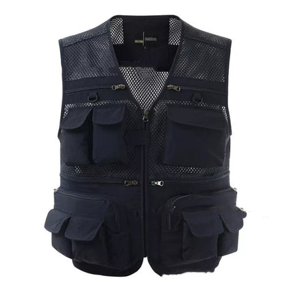 Multi-pocket men's professional photography vest in nylon, available in multiple colors and sizes