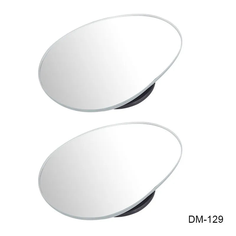 Glass adjustable blind spot rearview mirror with sponge adhesive backing for car installation.