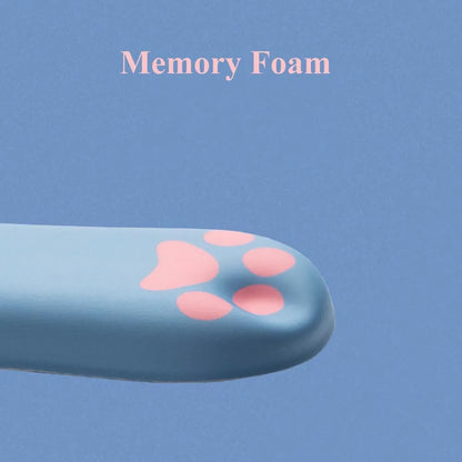 Memory foam keyboard wrist rest pad in six colours showing 46cm width and cloth surface
