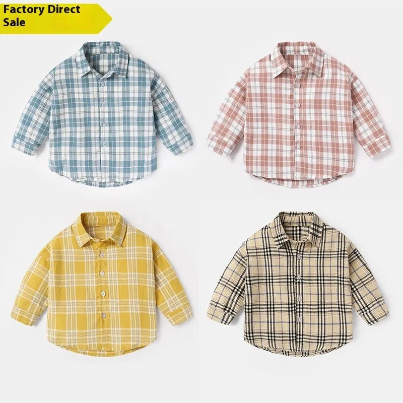 Men's khaki lattice shirt with animal print long sleeves on a hanger