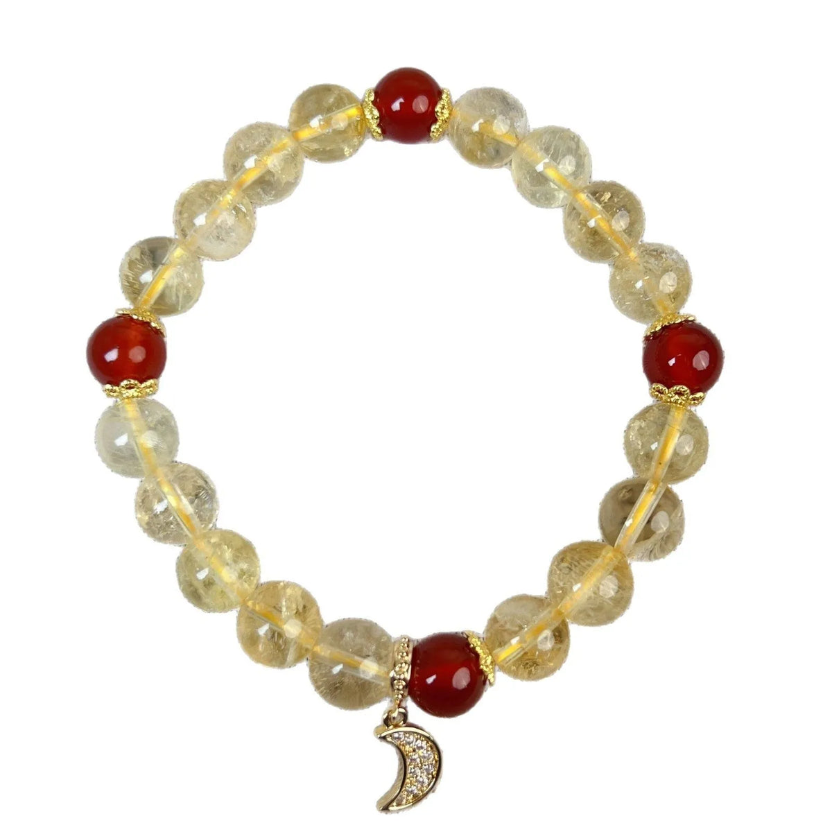 Handmade citrine red agate moon boom crystal bracelet for women.