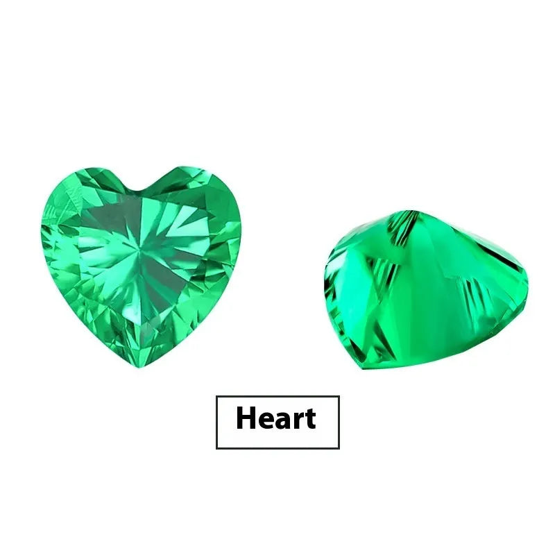 Cultivated emerald gemstone for jewellery making available in round and grandmother cut shapes with sizes from 5mm to 11mm, ideal for modern simplicity designs in Columbia green treasure colour.